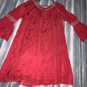 ROSEMARINE CORAL FLOWY MIDI DRESS SIZE L Made in Italy
